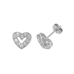 Acotis Silver Stud Earrings Heart Zirconia G5376