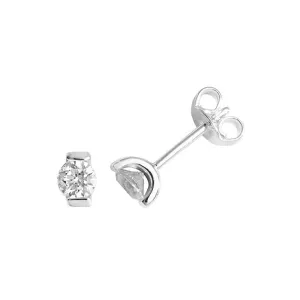 Acotis Silver Stud Earrings Round Zirconia G51025
