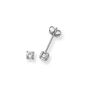 Acotis Silver Stud Earrings Set Round Zirconia G5550CZ