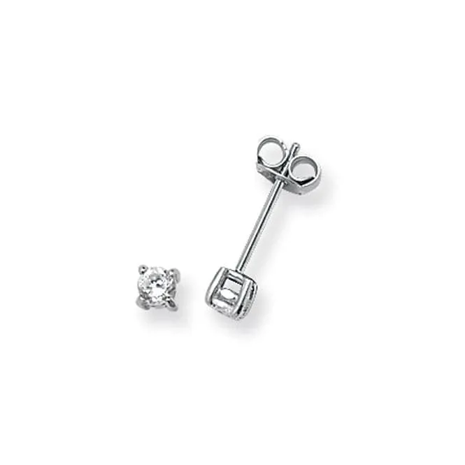 Acotis Silver Stud Earrings Set Round Zirconia G5550CZ