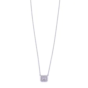 Ashley Gold Sterling Silver CZ Emerald Cut CZ Bezel Drop Necklace
