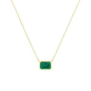 Bezel Set Emerald Necklace