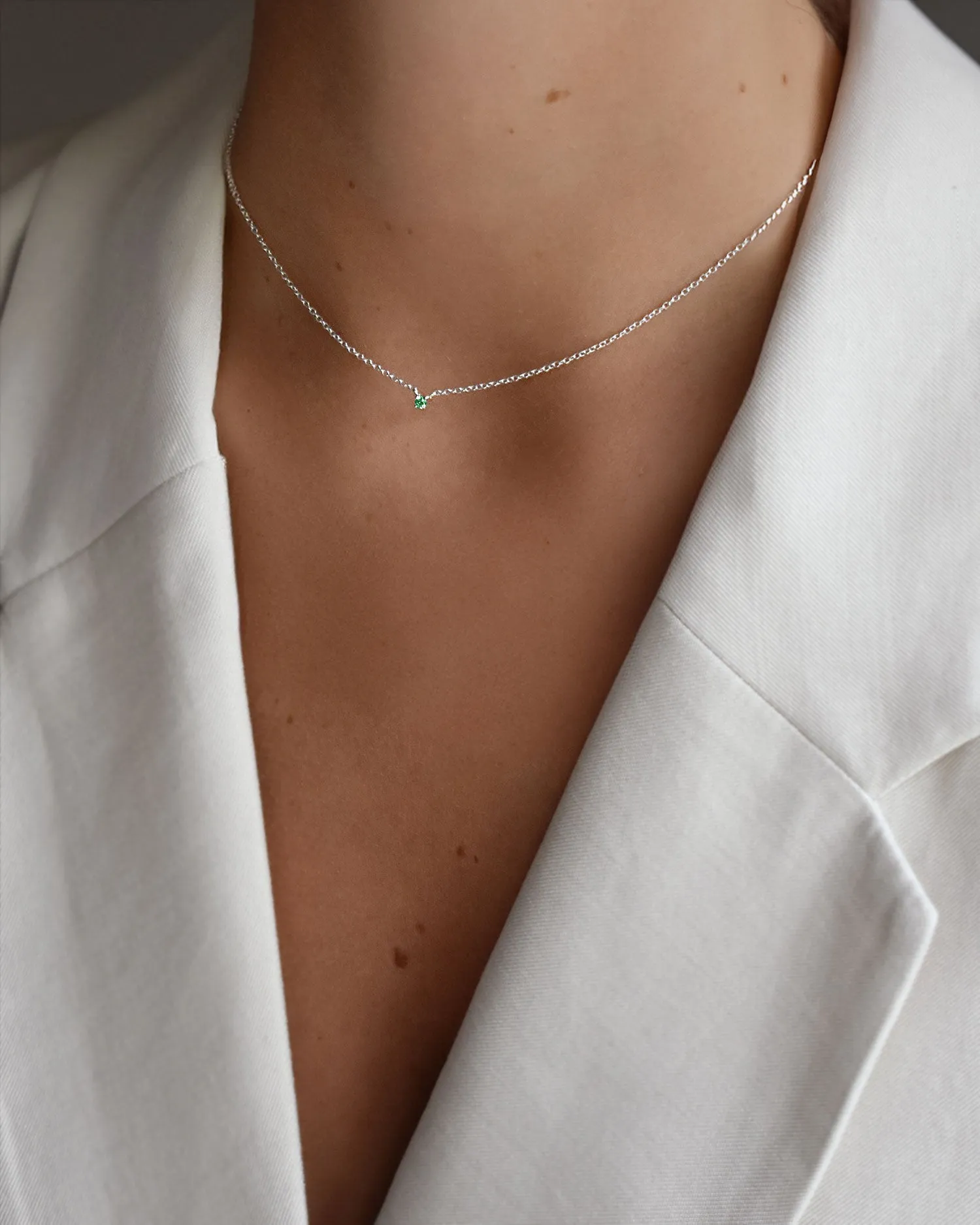 Birthstone necklace silver may