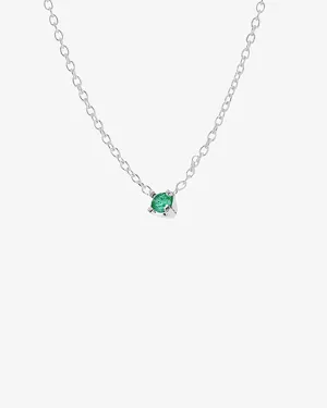 Birthstone necklace silver may