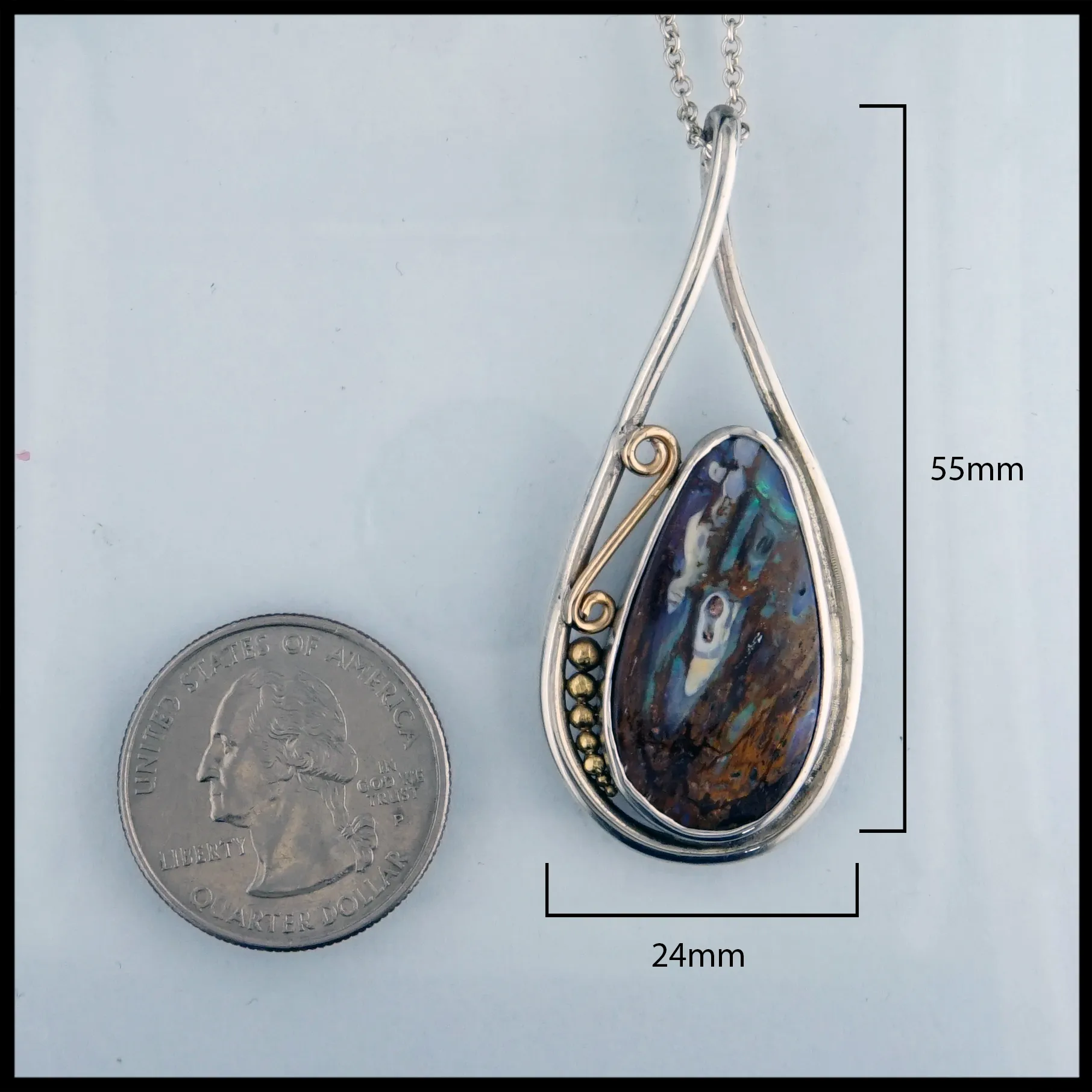 Boulder Opal Spiral Pendant