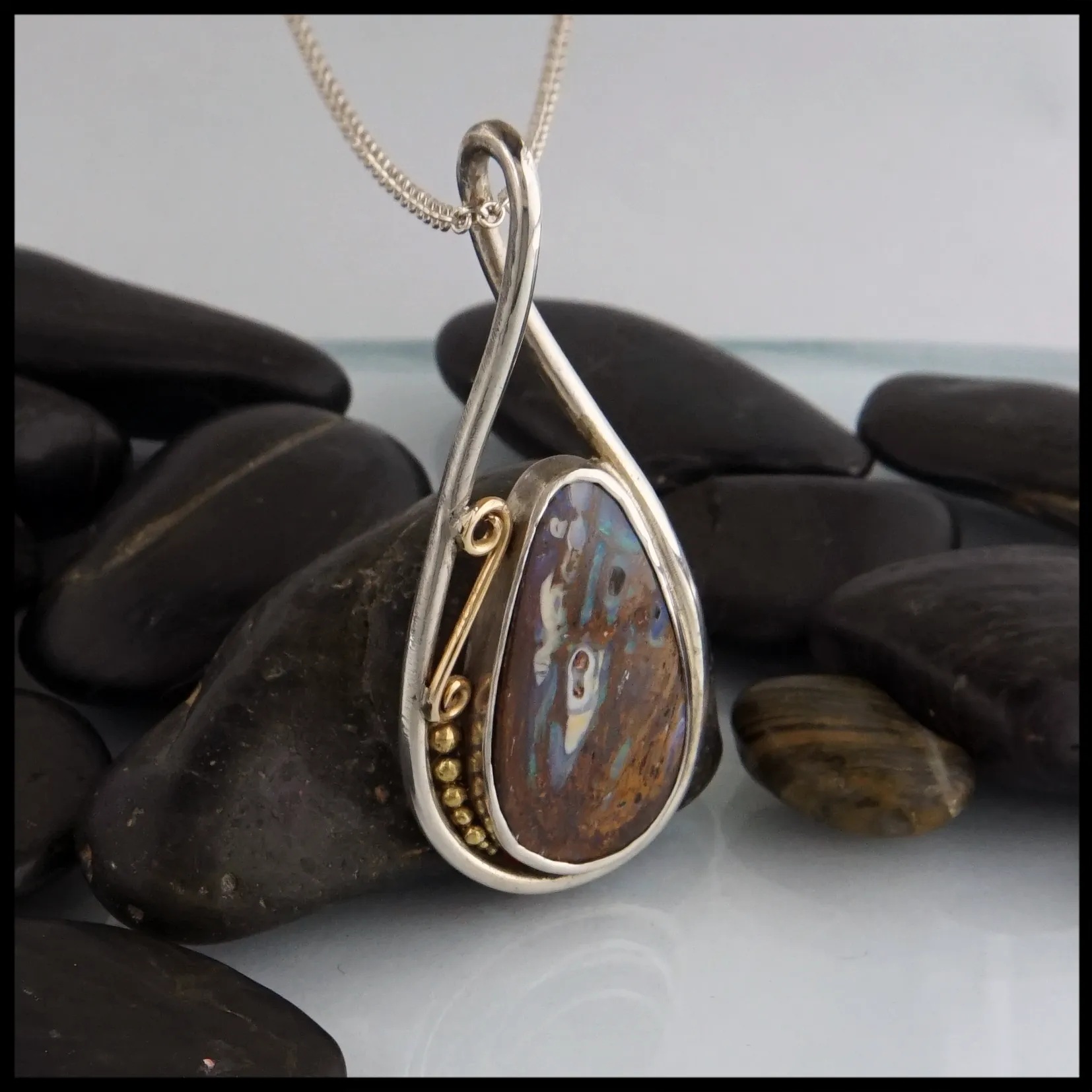 Boulder Opal Spiral Pendant