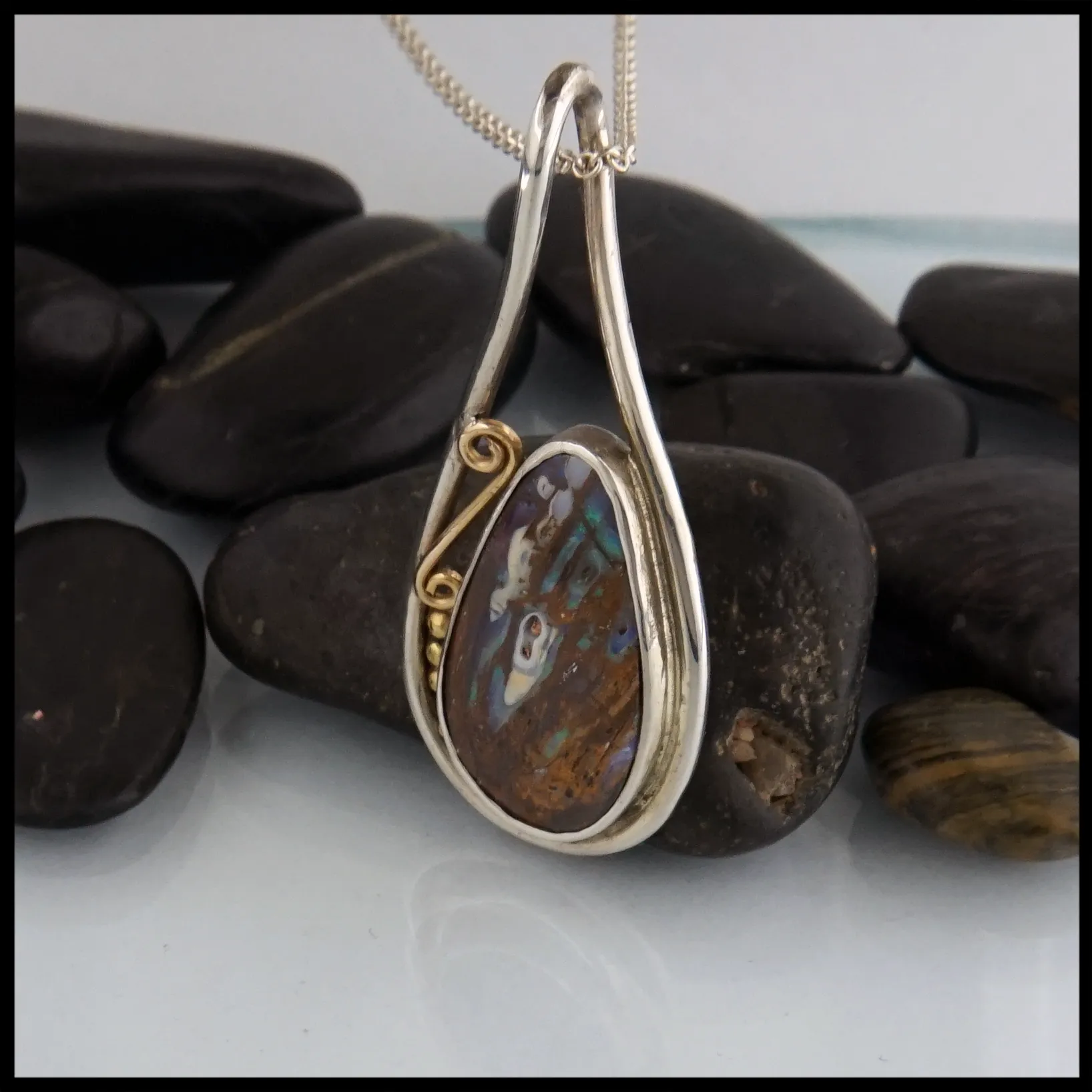 Boulder Opal Spiral Pendant