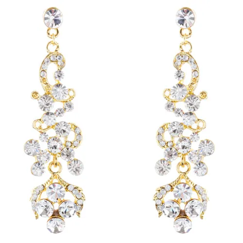 Bridal Wedding Jewelry Prom Classy Crystal Rhinestone Dangle Earrings E968 Gold