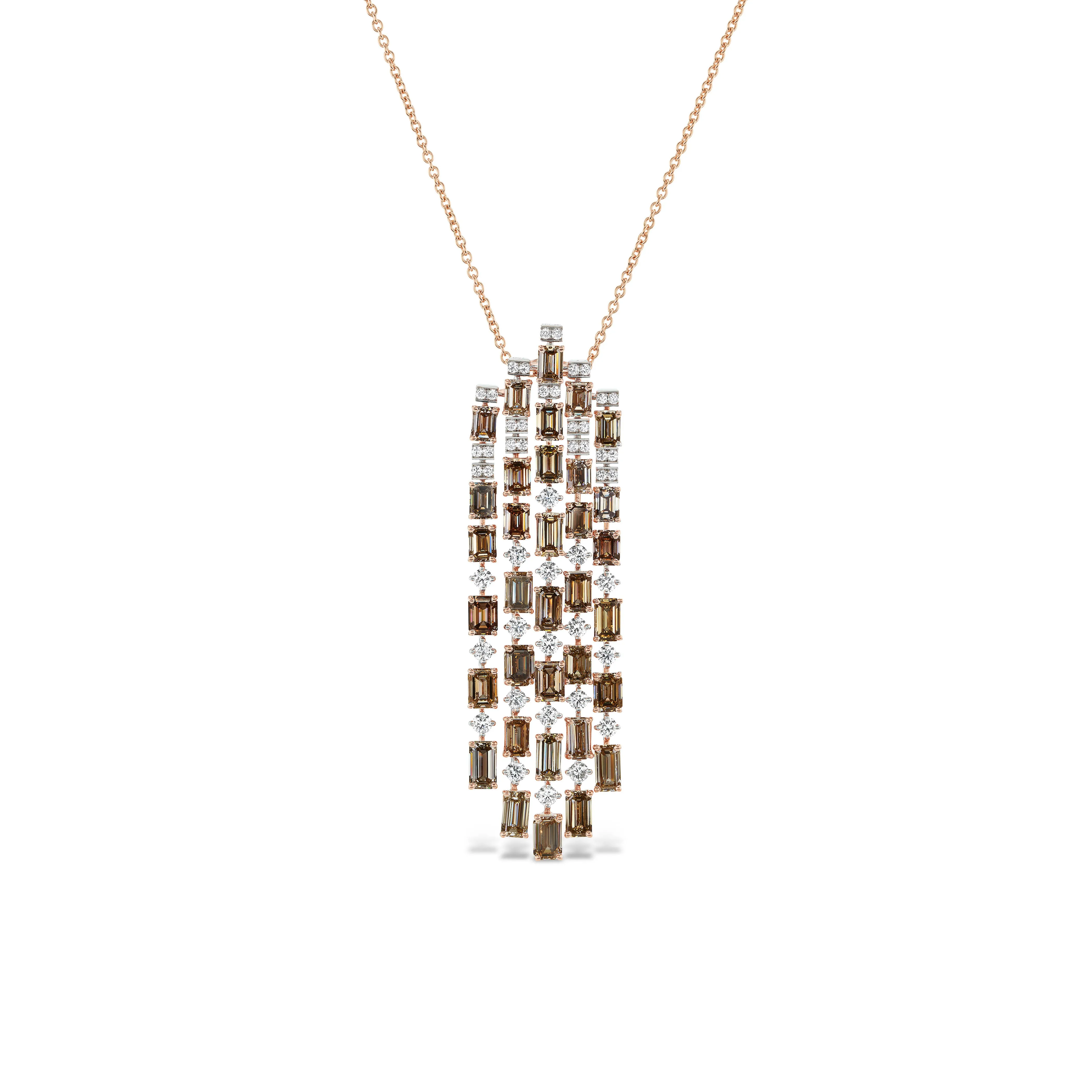 Brown Emerald Cut Diamond Necklace