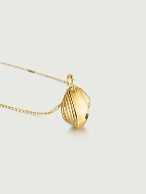Brushed Emerald Drop Pendant Necklace