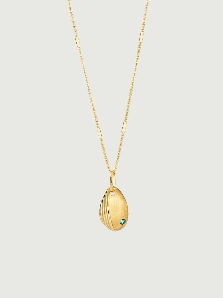 Brushed Emerald Drop Pendant Necklace