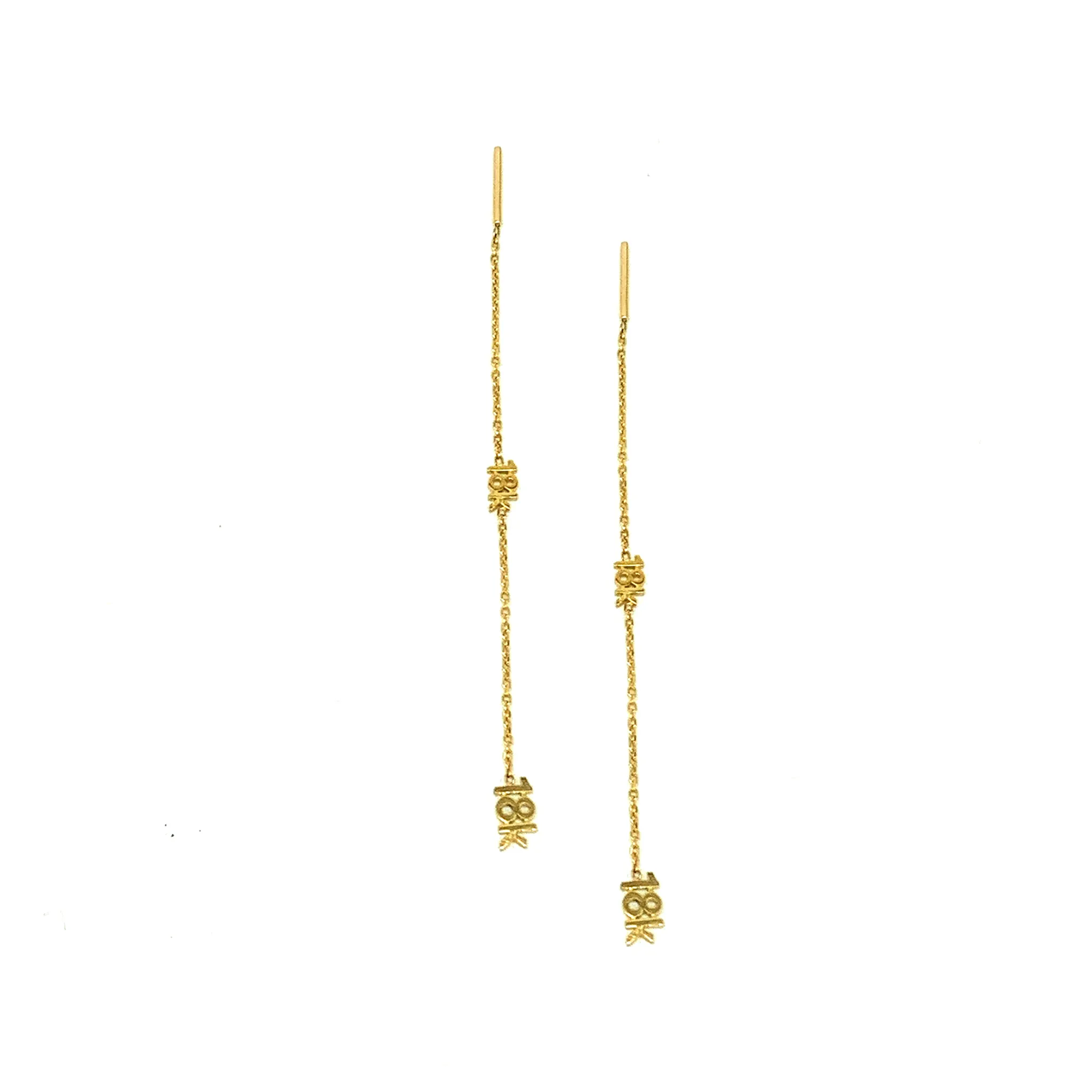 CA-18karat Yellow Gold “18k” Logo Chandelier Earrings