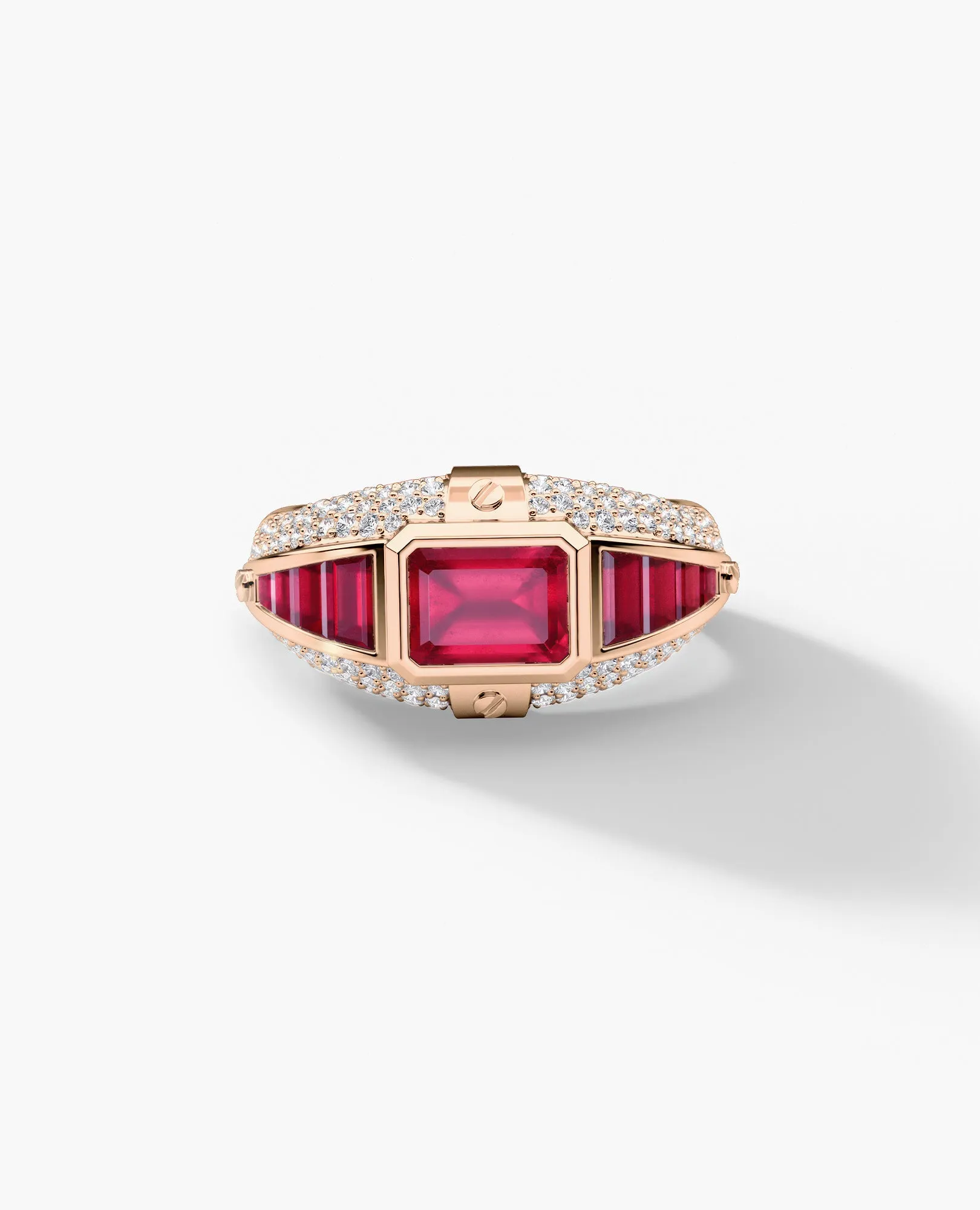CARLIN Gold Signet Ring with 3.10ct Rubies and Diamonds