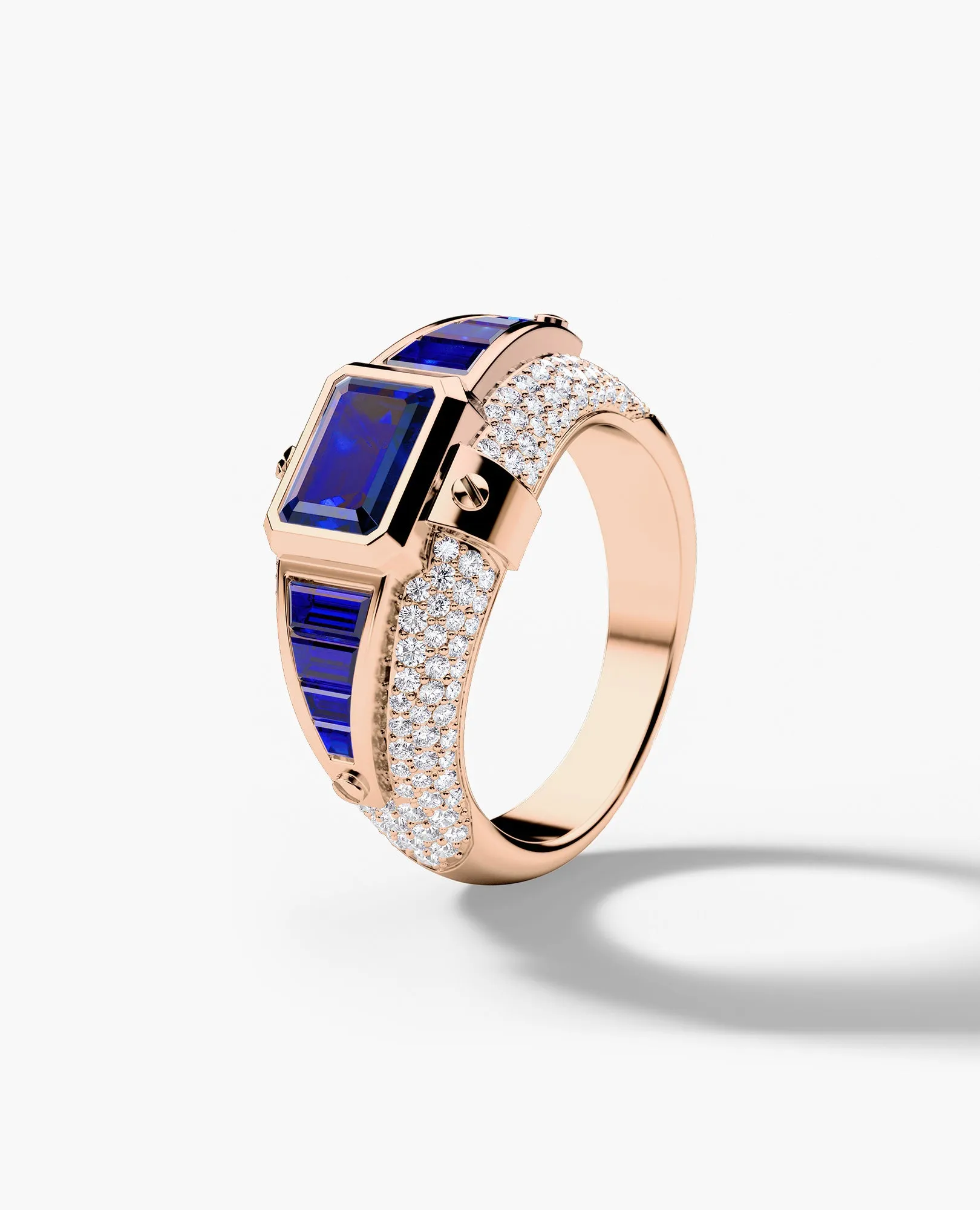 CARLIN Gold Signet Ring with 3.10ct Sapphires and Diamonds