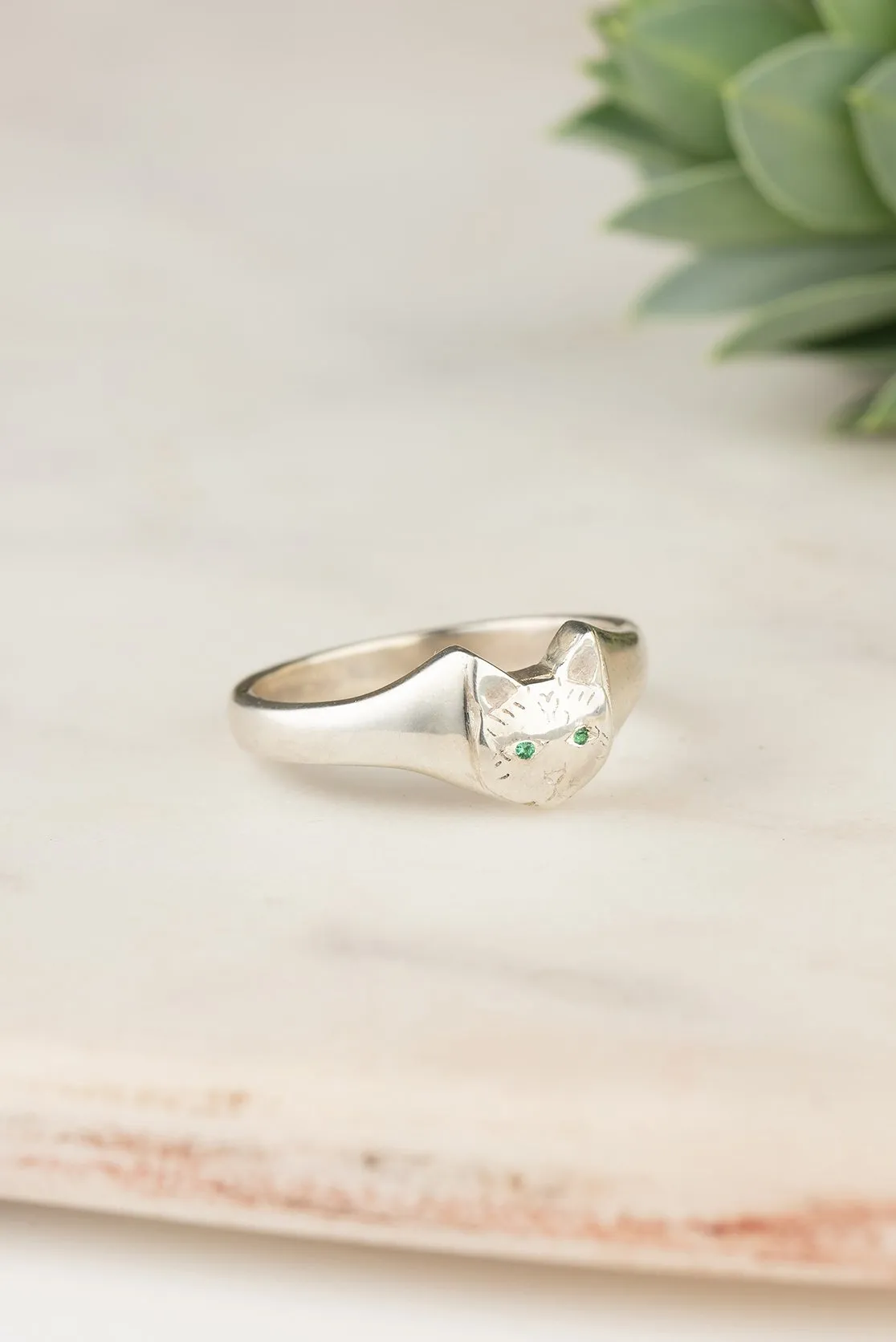 Cat Head Signet Ring
