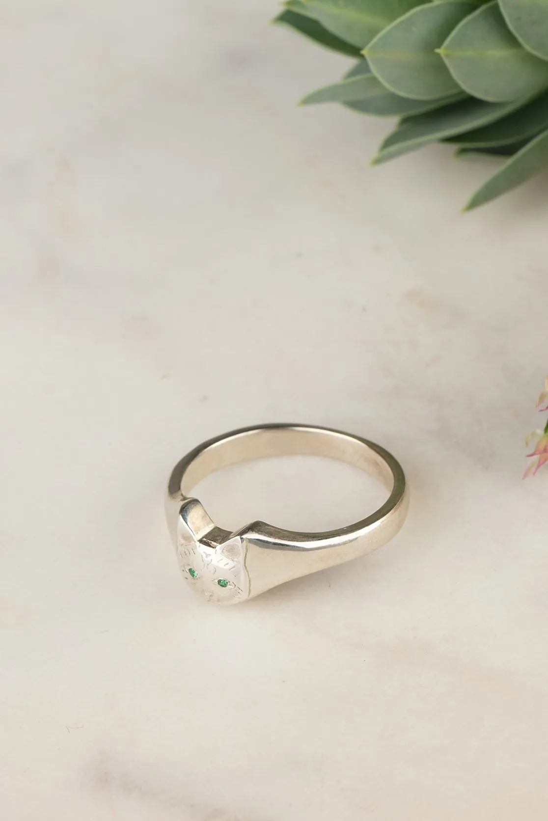 Cat Head Signet Ring