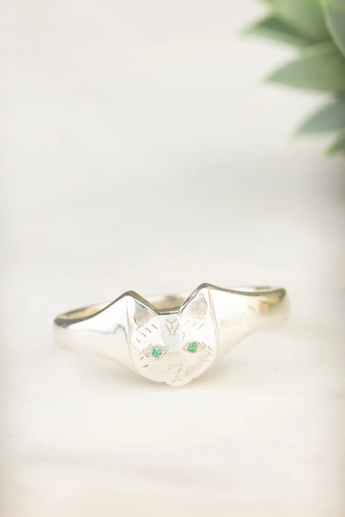 Cat Head Signet Ring