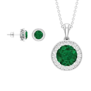 Certified Lab Grown Emerald Moissanite Jewelry Set