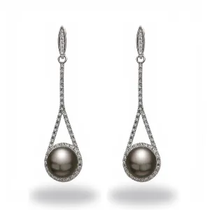 Chandelier 11-12mm Tahitian Pearl and Diamond Earrings