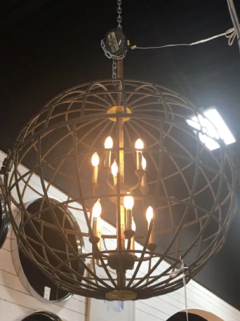 CHANDELIER METAL ORB 2 TIER 8 BULBS
