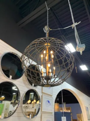 CHANDELIER METAL ORB 2 TIER 8 BULBS
