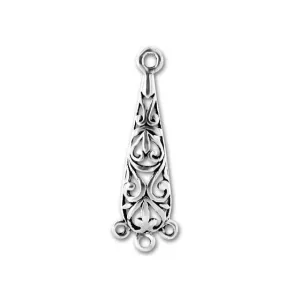 Chandelier Pendant, Fancy Teardrop 23.5x7.5mm, Sterling Silver (1 Piece)