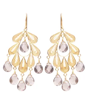Classic Leaf earrings Gold - with Smoky Topaz ✿