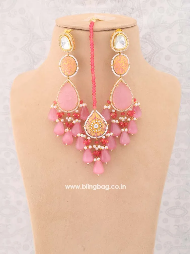 Coral Krutika Kundan Jewellery Set