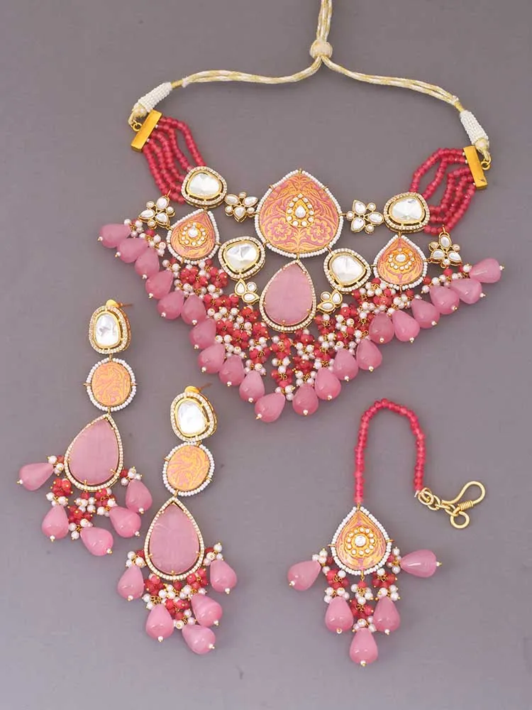 Coral Krutika Kundan Jewellery Set