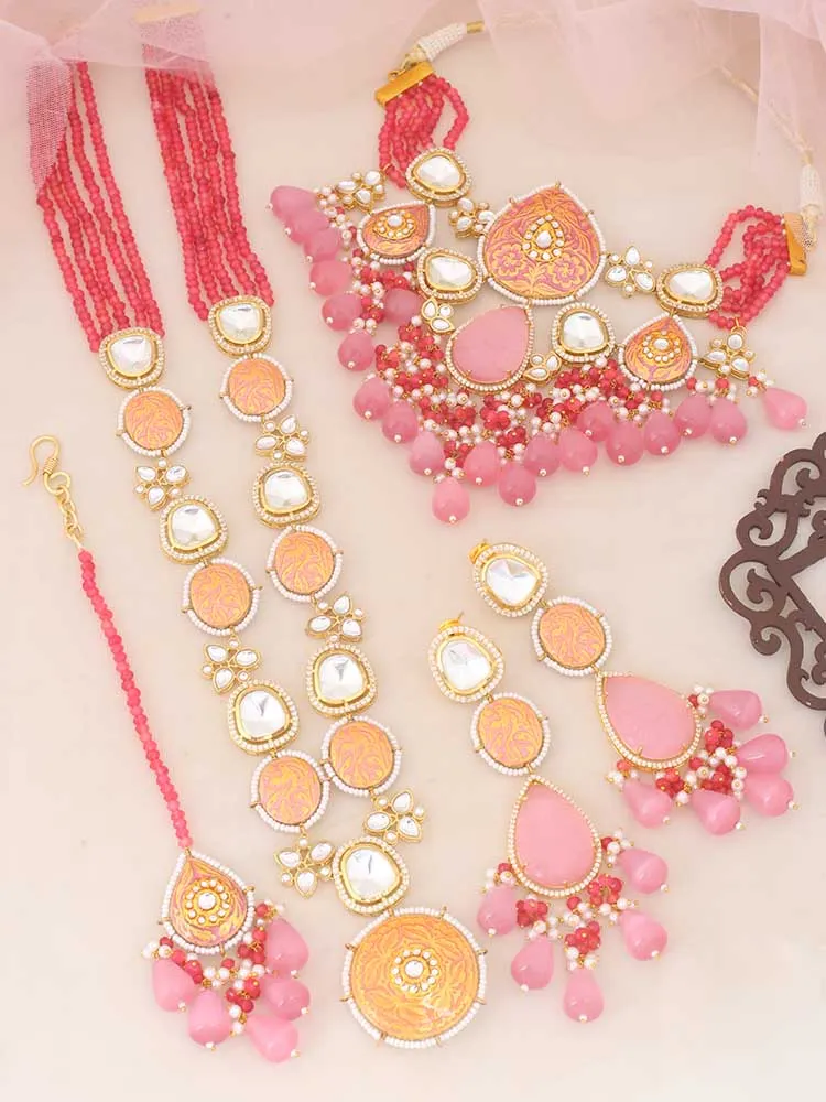 Coral Krutika Kundan Jewellery Set