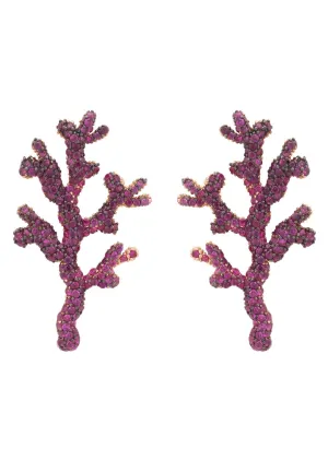 Coral Reef Earrings Hot Pink Cz
