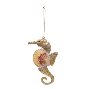 Coral Seahorse & Shell Ornament