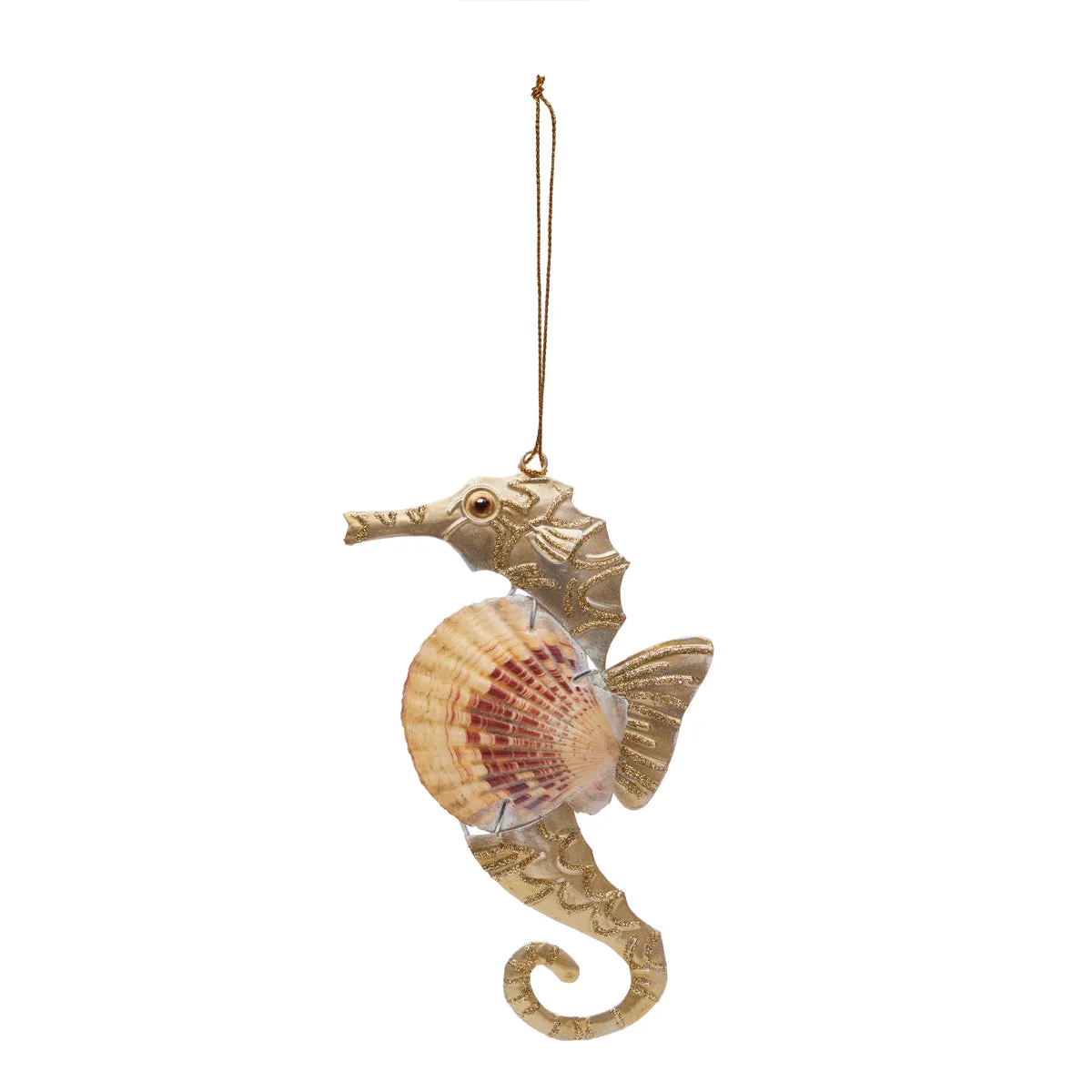 Coral Seahorse & Shell Ornament