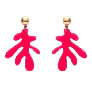 Coral Solid Drop Earrings - Neon Pink