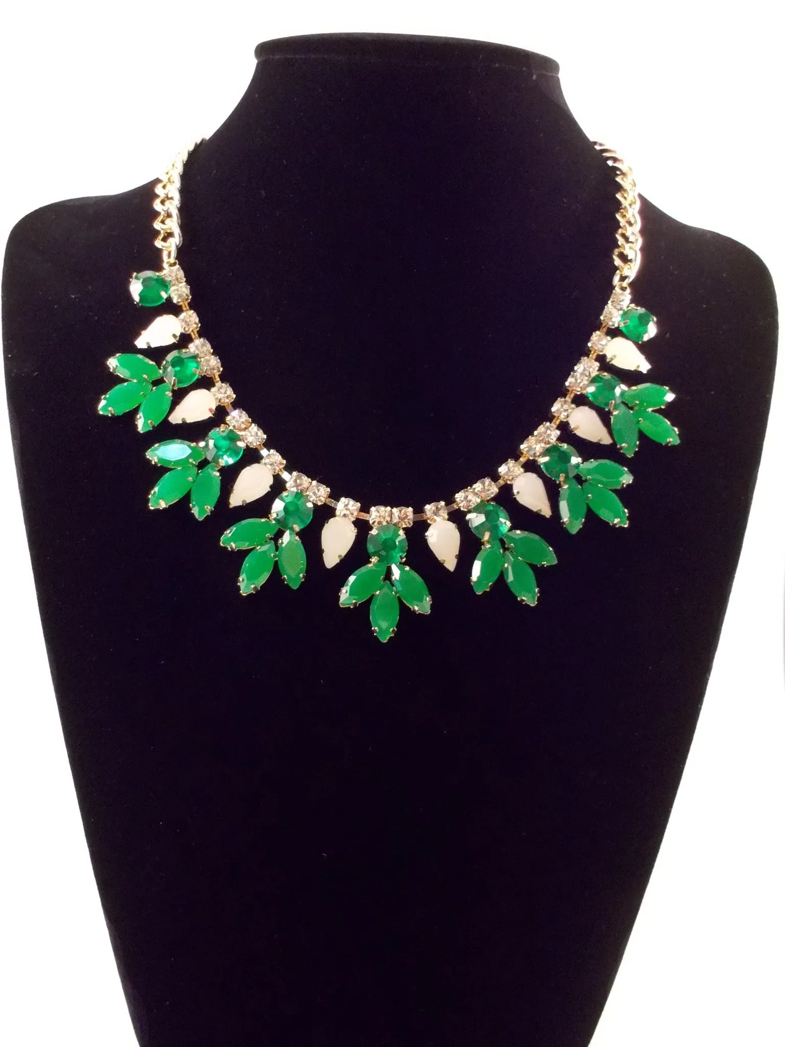 Crystal Rose Bud Necklace- Green