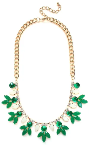 Crystal Rose Bud Necklace- Green
