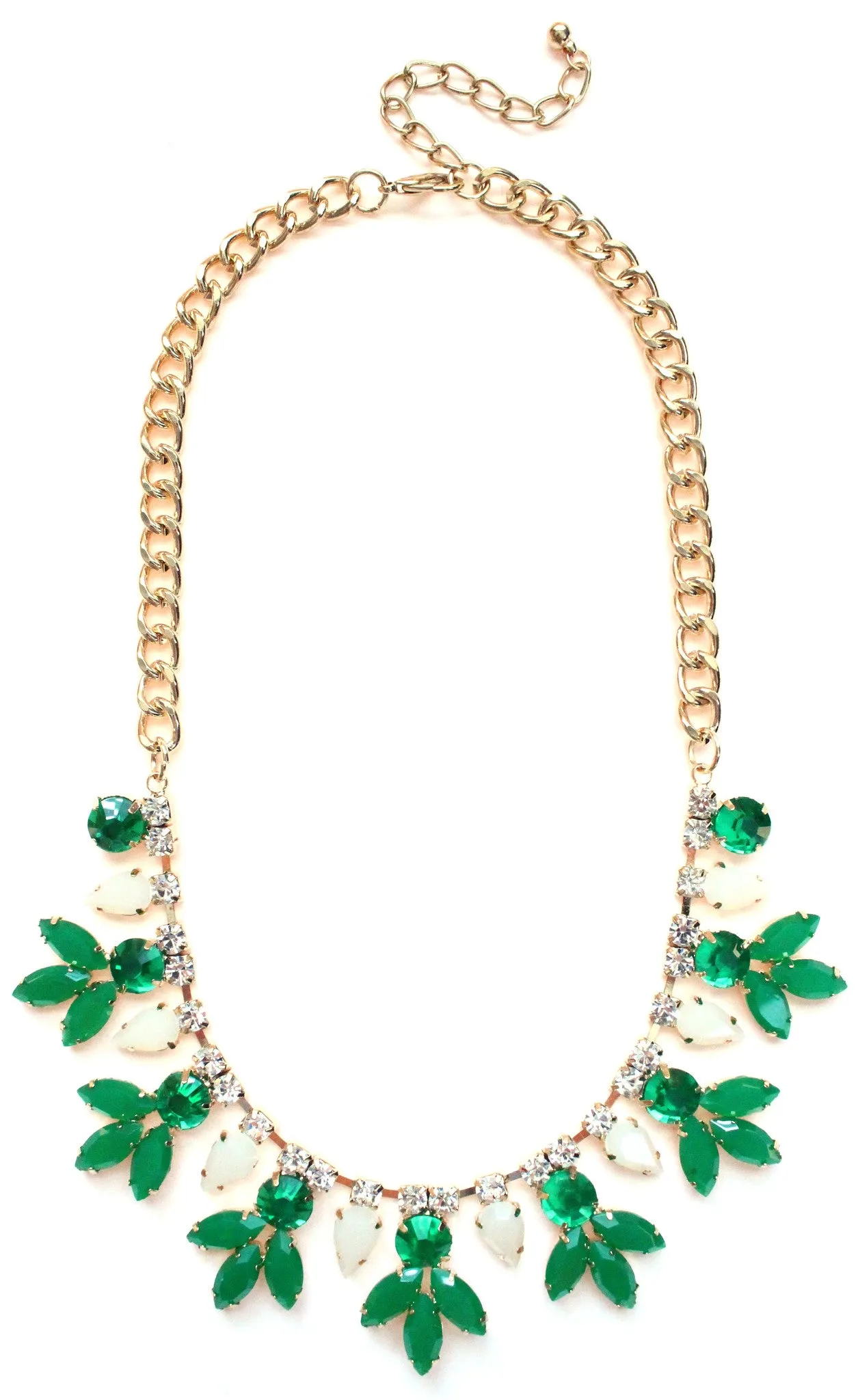 Crystal Rose Bud Necklace- Green