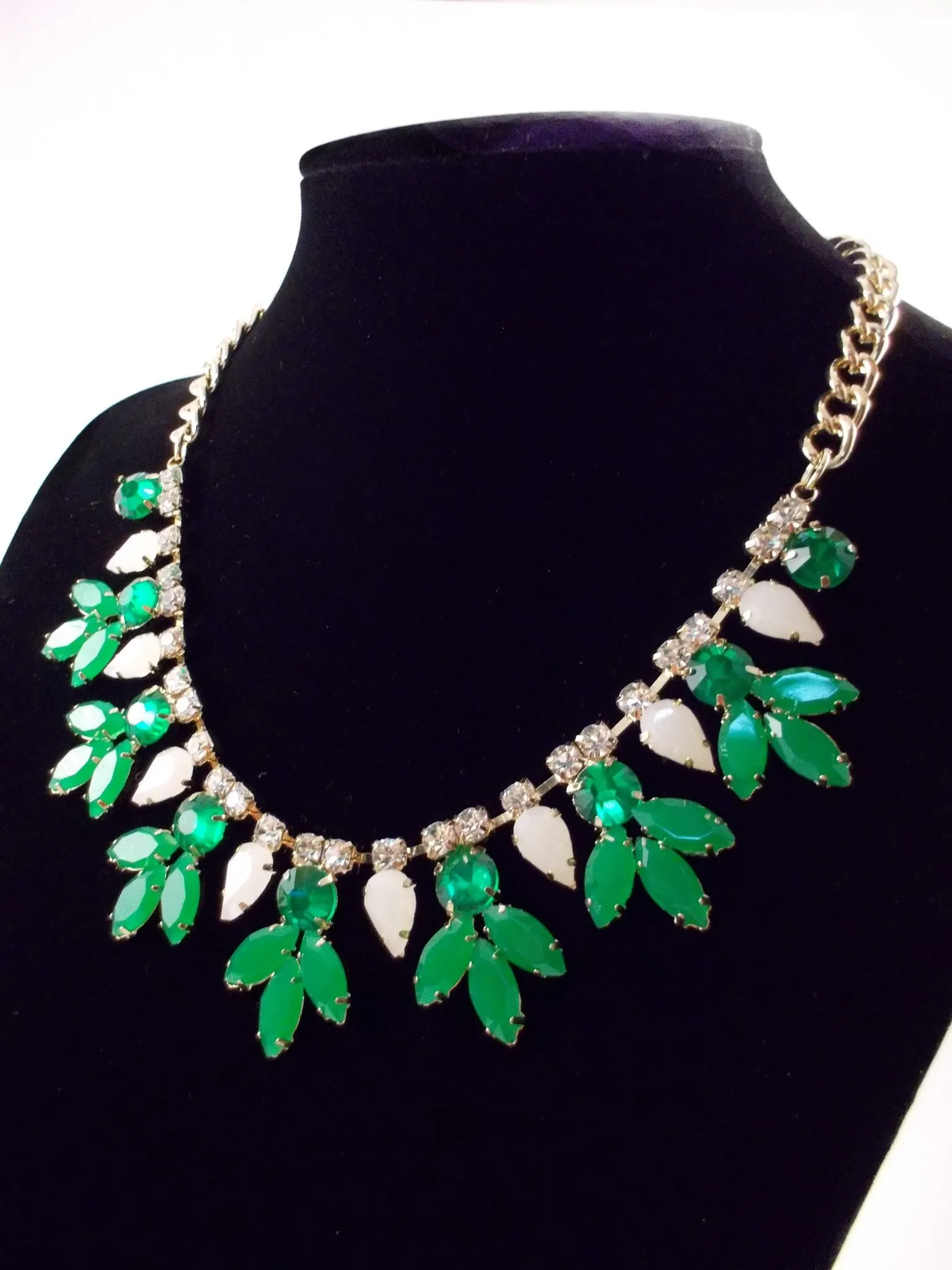 Crystal Rose Bud Necklace- Green