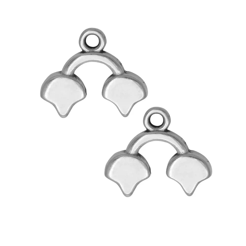 Cymbal Bead Endings for Ginko Beads, Kastro II, 14x16mm, Antiqued Silver Plated (2 Pieces)