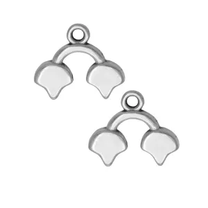 Cymbal Bead Endings for Ginko Beads, Kastro II, 14x16mm, Antiqued Silver Plated (2 Pieces)