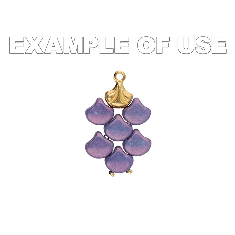 Cymbal Bead Endings for Ginko Beads, Padanassa, 10x7mm, 24k Gold Plated (2 Pieces)