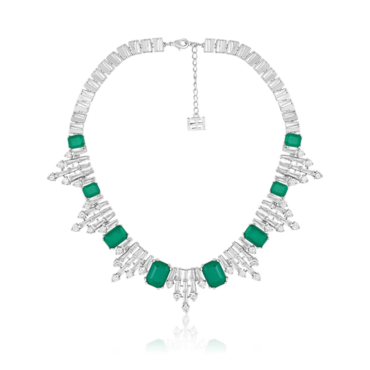 Doublet Dark Emerald Bib Necklace