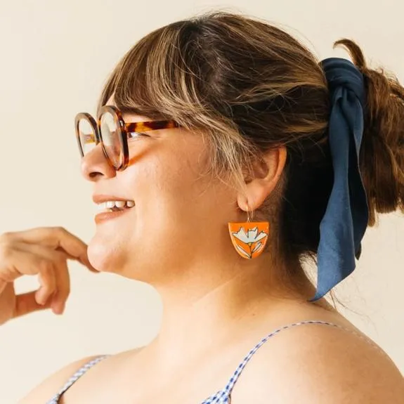 Earrings - Coral Floral Dangles by Catie Miller Ceramics