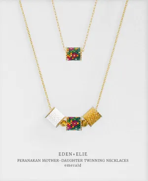 EDEN   ELIE Mother-Daughter twinning necklaces set - peranakan emerald