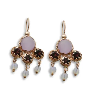 EG0708 Gemstones chandelier gold earrings