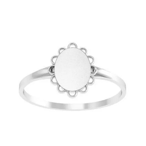 Fancy Round Signet Ring for Women - 9mm x 9mm