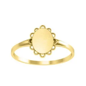 Fancy Round Signet Ring for Women - 9mm x 9mm