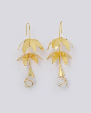 Floral Moonstone Chandelier Earrings