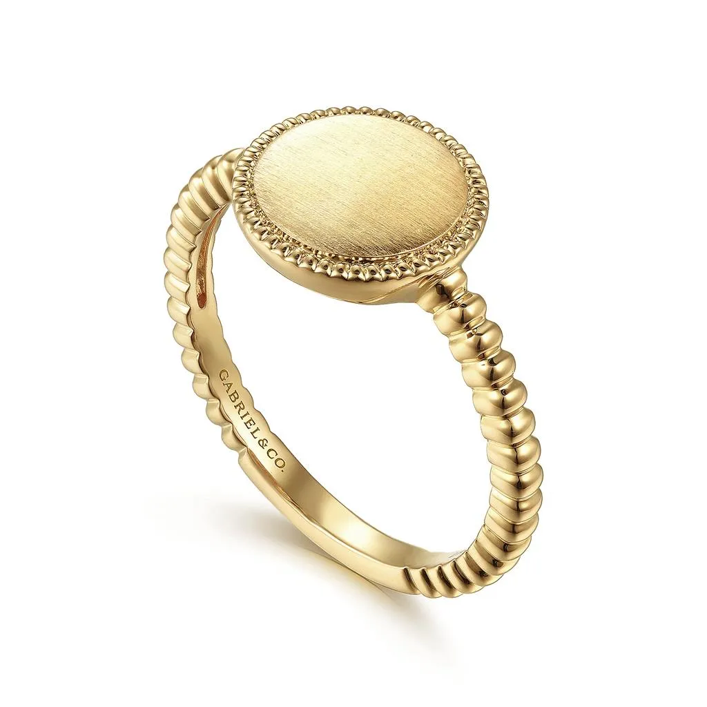 Gabriel & Co. 14K Yellow Gold Bujukan Personalized Signet Ring