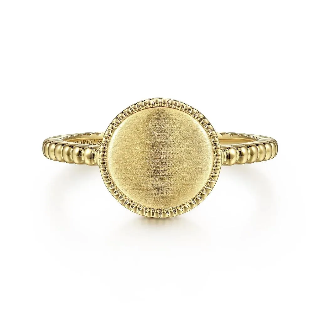 Gabriel & Co. 14K Yellow Gold Bujukan Personalized Signet Ring